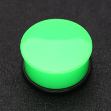 Detail View 1 of A Pair of Neon Colored UV Acrylic Single Flared Ear Gauge Plug-Green